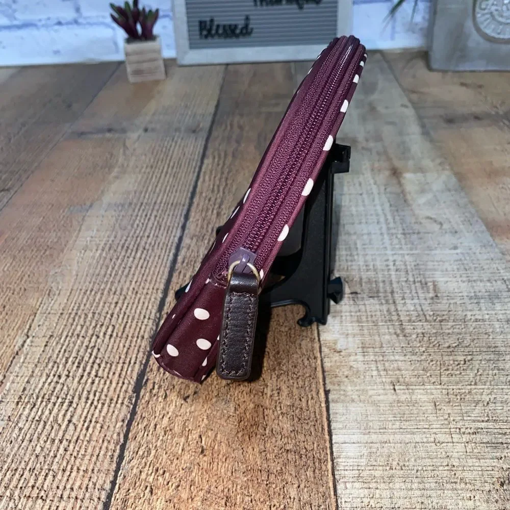 Ralph Lauren maroon Polka Dot Makeup Bag Purse